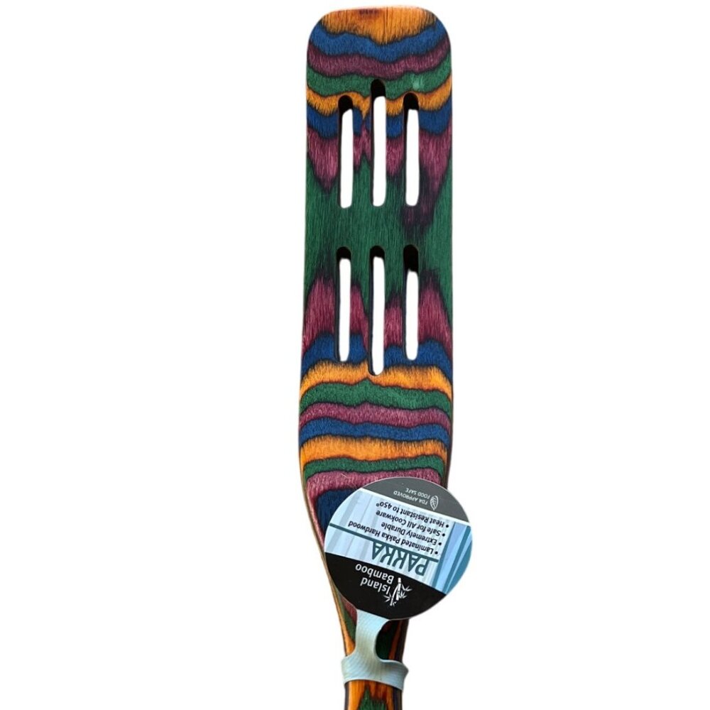 PAKKA Island Bamboo 13" slotted spatula stir kitchen utensil NEW